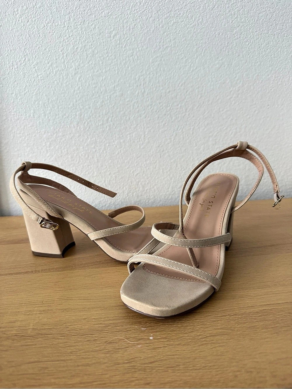 Altar'd State Strappy Block Heel Sandals Beige